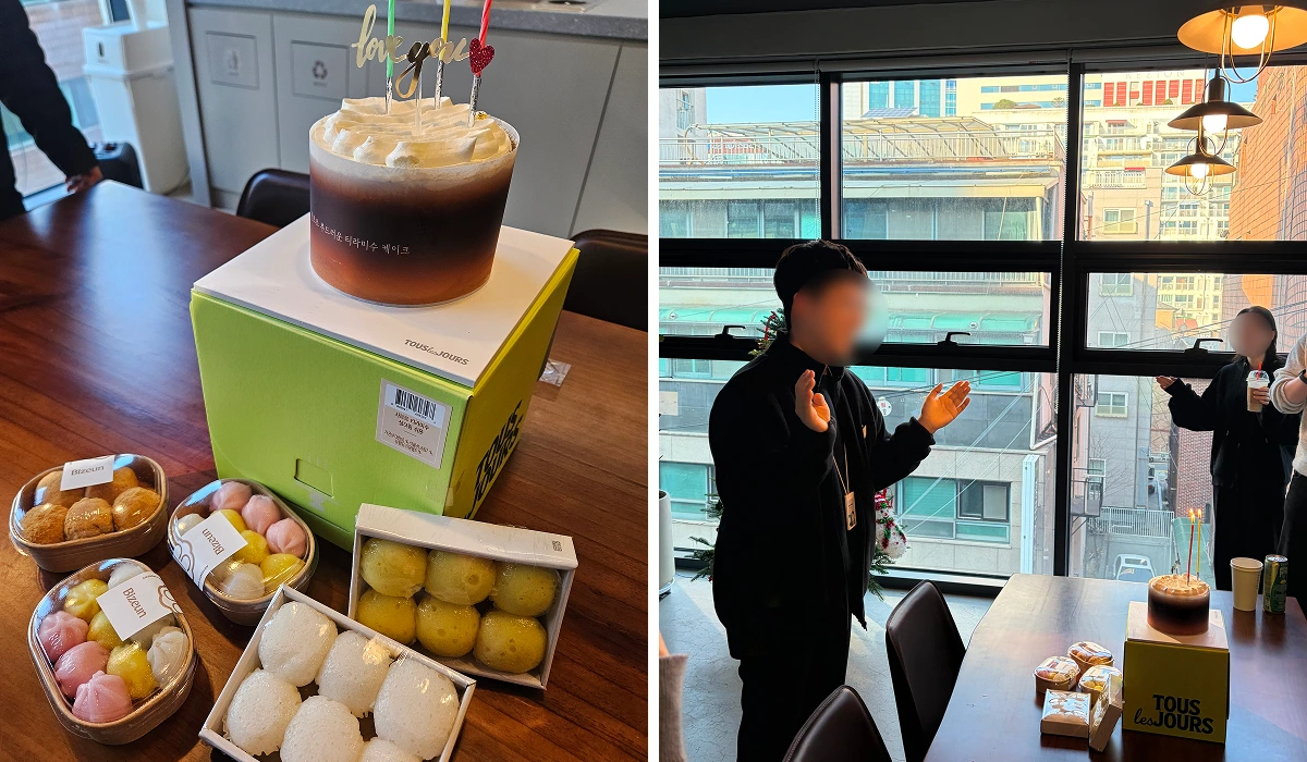 생일 케이크와 떡과 함께하는 Rax 생일파티