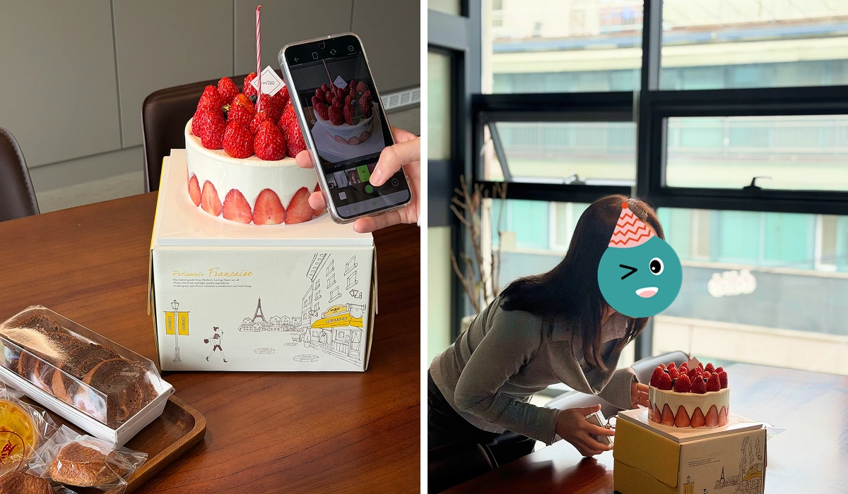 딸기 케이크와 생일 초를 부는 제니